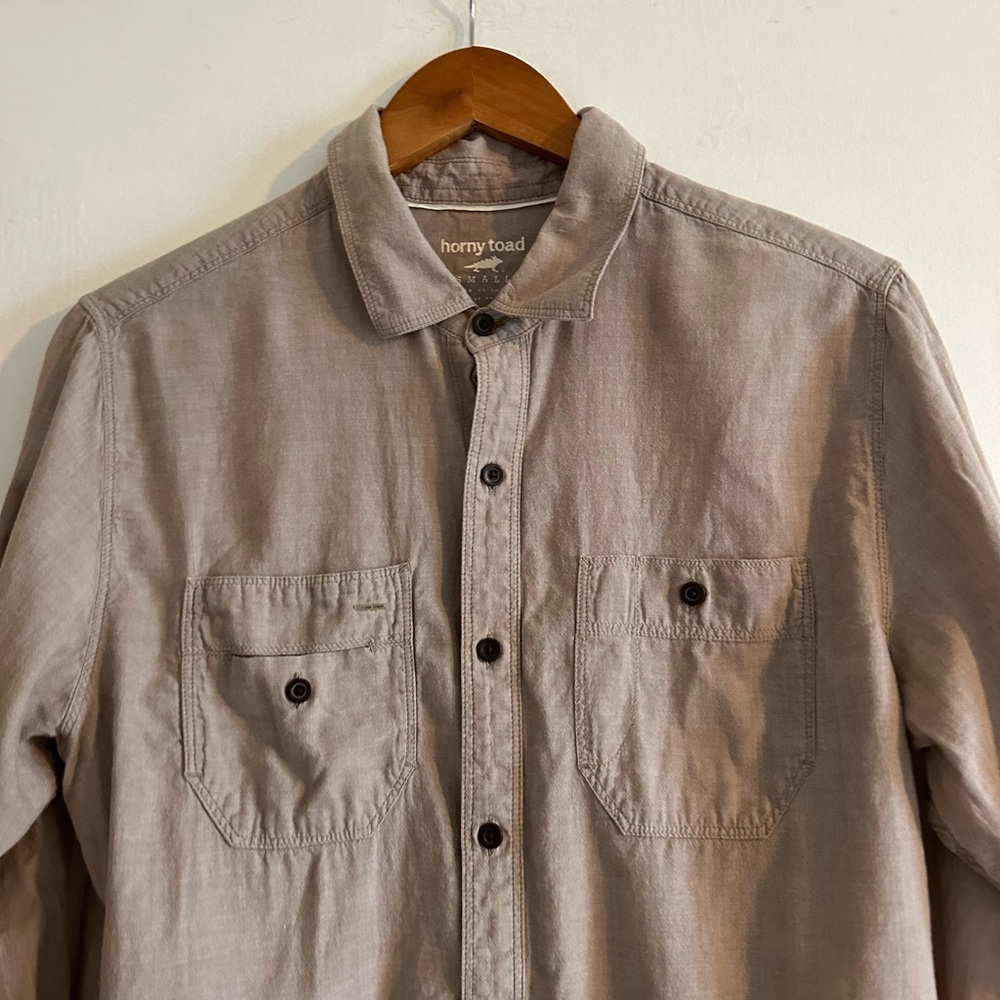 Horny Toad Men’s Light Tan Honcho Organic Cotton Button Down Long Sleeve Top - Picture 5 of 8